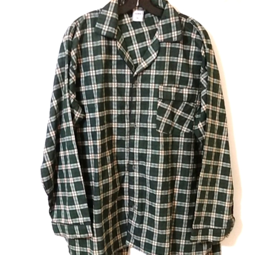 TEN WEST DARK GREEN PLAID PAJAMA PANTS & LONG SLEEVE SHIRT SET SIZE XL EUC
